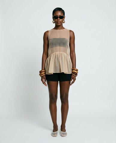 Elegant Sheer Ruffle Tank Top