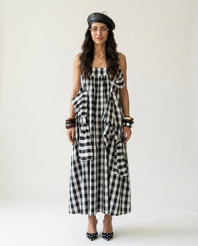 Sovereign Plaid Patchwork Maxi Dress