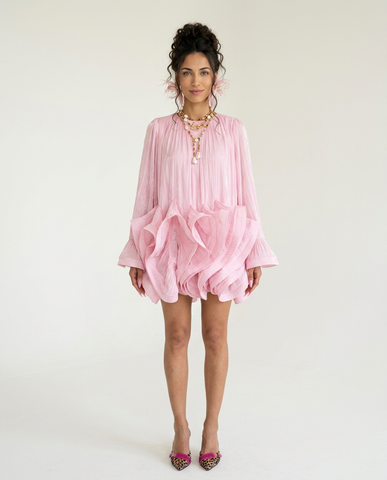 Ethereal Ruffled Chiffon Mini Dress