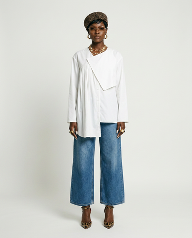 Audacious Pleated Asymmetrical Blouse