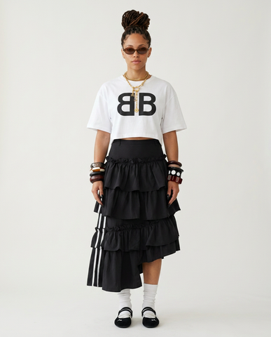 Audacious Tiered Ruffle Midi Skirt