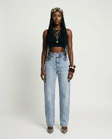 Confident High-Waist Arc Leg Jeans