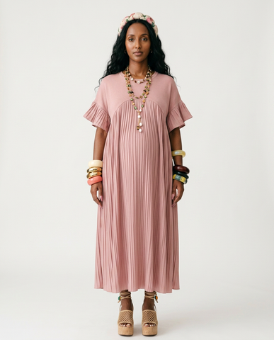 Radiant Pleated Ruffle Maxi Dress