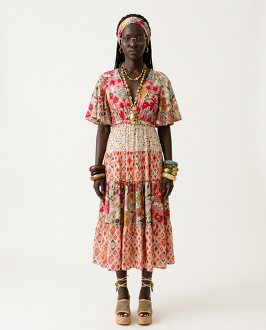 Free Spirit Floral Tiered Midi Dress