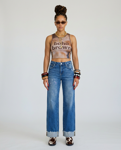 Confident Cuffed Wide Leg Jeans