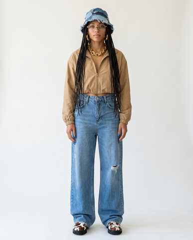 Untamed Distressed Wide Leg Jeans