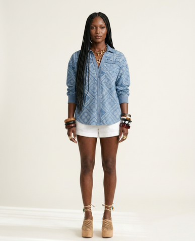 Wanderlust Paisley Oversized Denim Shirt