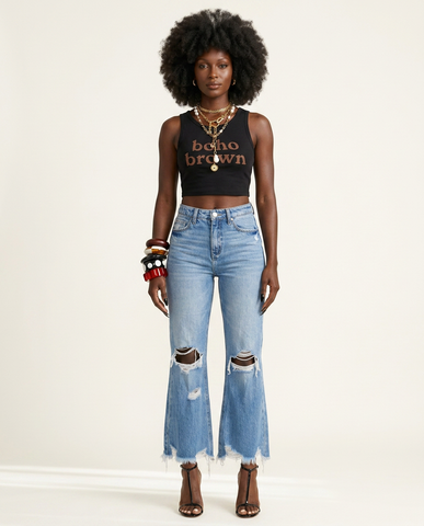Untamed Distressed Raw Hem Jeans