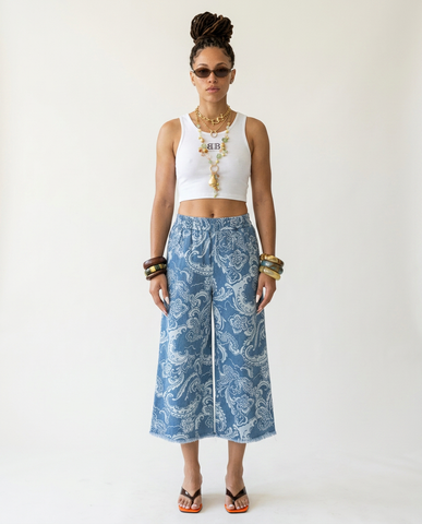 Wanderlust Floral Washed Wide-Leg Pants