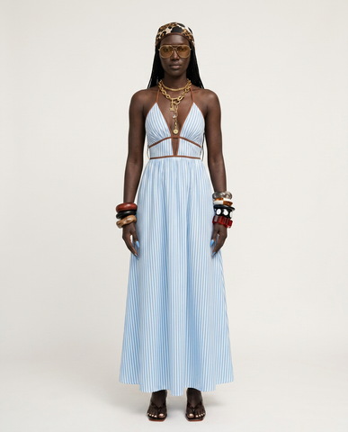 Wanderlust Striped Halter Maxi Dress