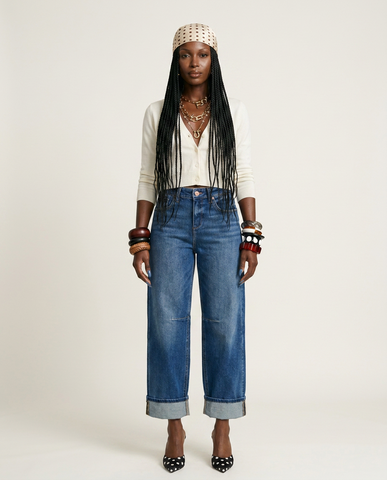 Free Spirit Cuffed Barrel Jeans