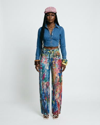 Vibrant Painted Wide-Leg Pants