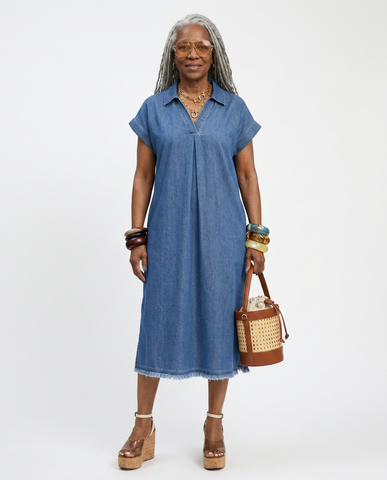 Adventurous Stone Washed Denim Midi Dress