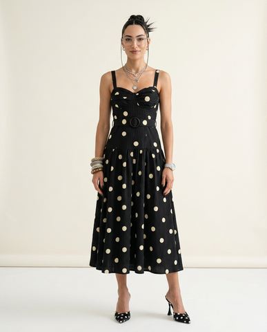 Confident Polka Dot Midi Dress
