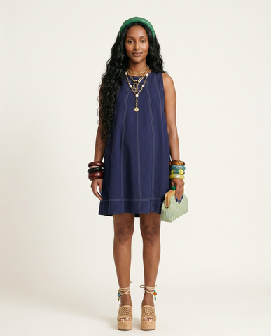 Grounded Linen Swing Dress