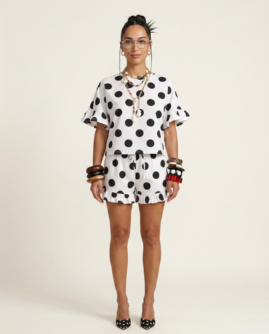 Vibrant Ruffled Polka Dot Set