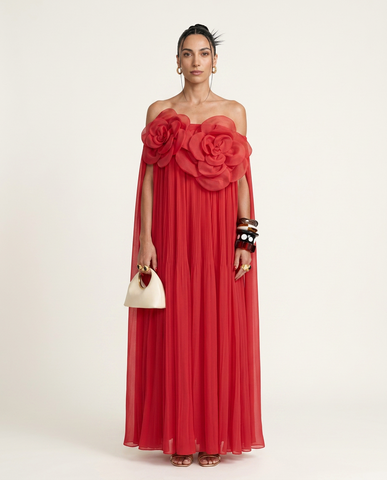 Radiant Organza Pleated Maxi Dress