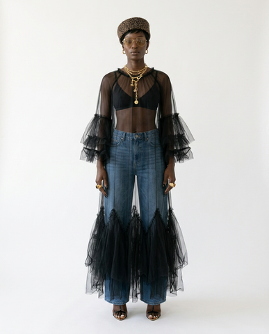 Ethereal Ruffled Mesh Maxi Dress