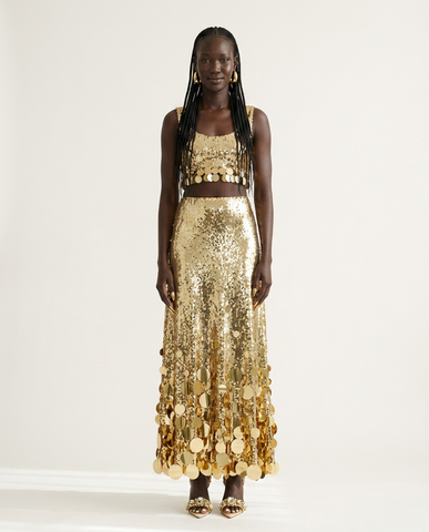 Luminous Gold Sequin Maxi Skirt