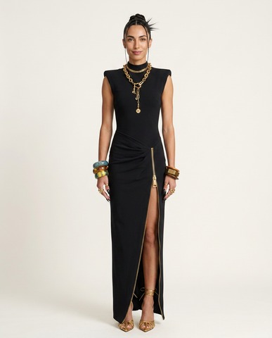 Audacious Zipper Slit Maxi Dress