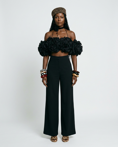 Daring Floral Off-Shoulder Cropped Vest