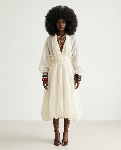 Divine Sheer Bubble Hem Dress