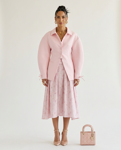 Radiant Pink Puffed Sleeve Blazer