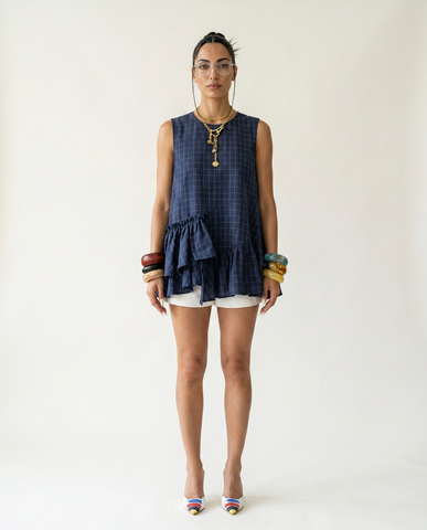 Free Spirit Plaid Ruffled Tank Top