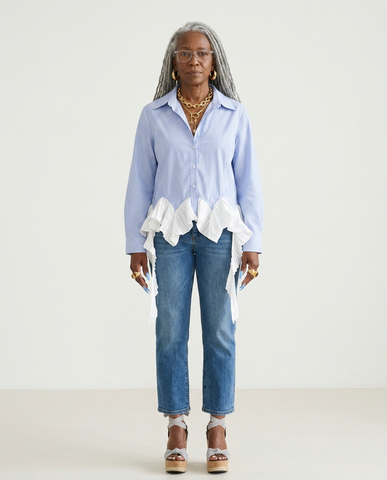 Elegant Striped Ruffle Blouse