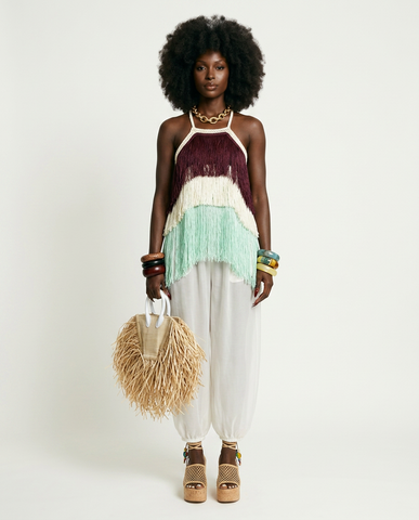 Free Spirit Fringe Halter Blouse