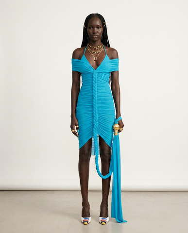 Daring Braided Ruched Midi Dress