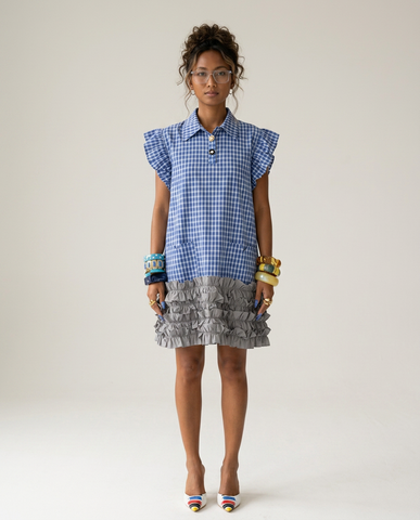 Free Spirit Plaid Ruffle Mini Dress