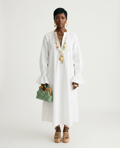 Sovereign White Pleated Maxi Dress
