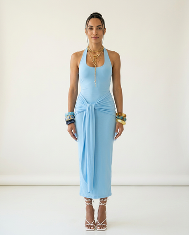 Radiant Halter Ruched Maxi Dress