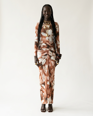Radiant Tie Dye Ruched Maxi Dress