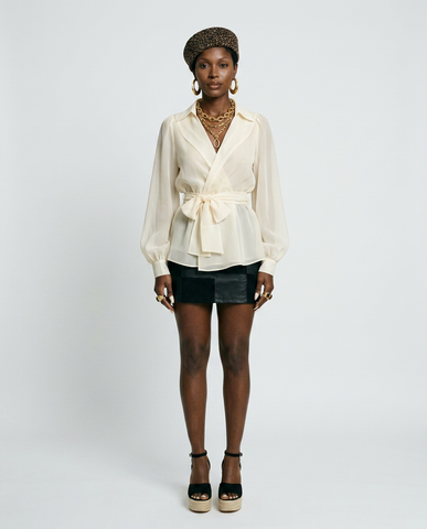 Ethereal Chiffon Lantern Sleeve Blouse