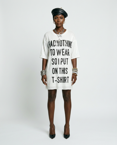 Audacious Sequined Letter Loose T-Shirt