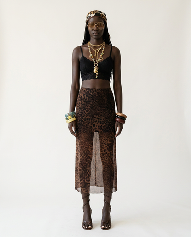 Fierce Leopard Sheer Midi Skirt
