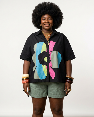 Vibrant Flower Printed Oversized Blouse