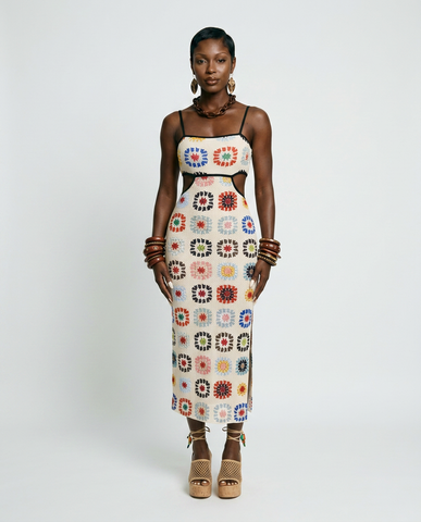 Radiant Floral Crochet Bodycon Dress