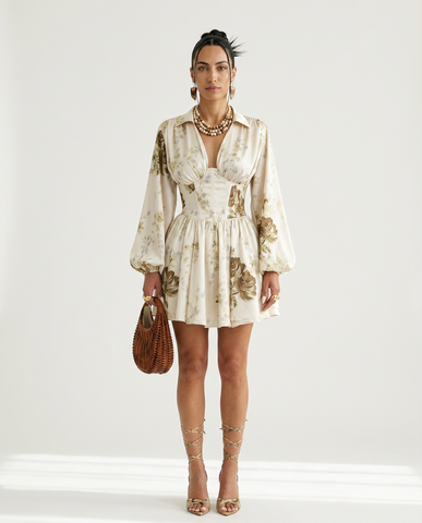 Worthy Floral Pleated Mini Dress