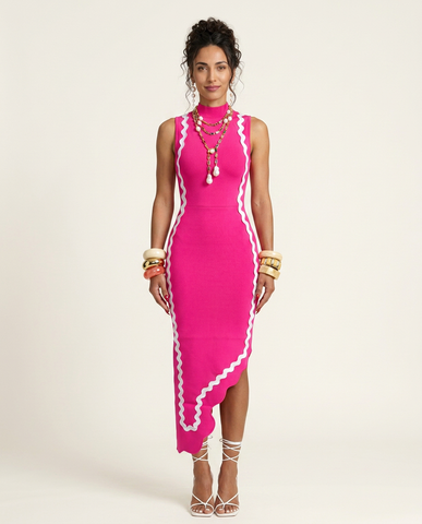 Vibrant Bandage Asymmetrical Maxi Dress
