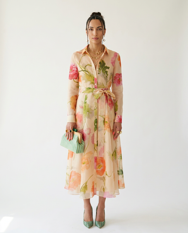 Radiant Floral A-Line Maxi Dress