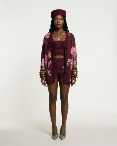Abundant Jacquard Knitted Shorts Set