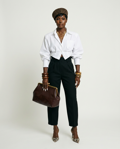 Confident Cropped Long Sleeve Blouse