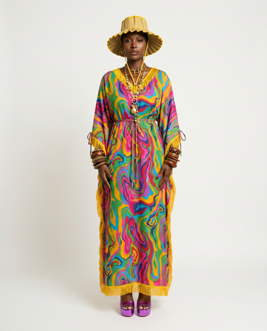 Audacious Abstract Swirl Mesh Dress