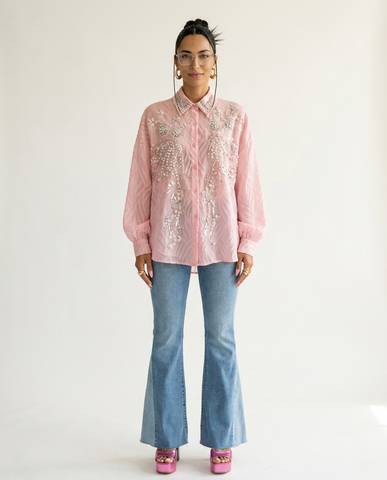 Radiant Pearl Embroidered Blouse