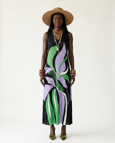 Wanderlust Printed Pleated Maxi Dress