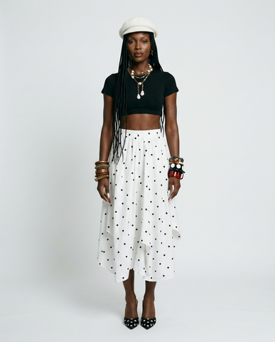 Free Spirit Pleated Dot A-Line Skirt