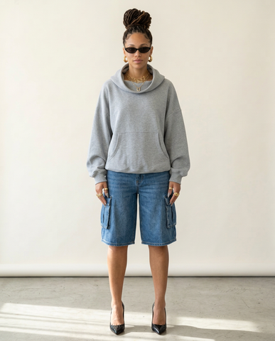 Grounded Off-Shoulder Hooded Sweatshirt
